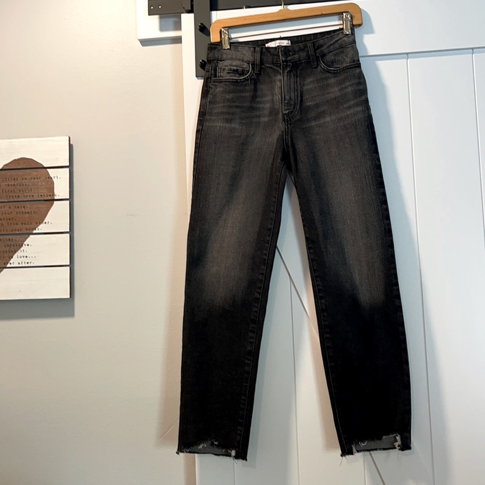 Faded black high rise straight leg jeans size 26